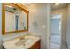 Clean bathroom with updated vanity and a skylight at 18138 Lake Worth Blvd, Port Charlotte, FL 33948