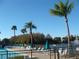 Community pool with lake view and palm trees at 3161 Lake Pine S Way # B1, Tarpon Springs, FL 34688