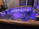 Indoor hot tub with purple LED lights, perfect for relaxation at 8518 Tidal Breeze Dr, Riverview, FL 33569