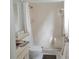 Clean bathroom with shower stall and built-in seat at 9708 Little Pond Way, Tampa, FL 33647