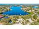 Picturesque waterfront neighborhood with beautiful homes, lush trees, and tranquil water views at 518 Riverside Dr, Tarpon Springs, FL 34689
