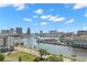 A scenic aerial view of a city's harbor, complete with boats and notable buildings at 345 Bayshore Blvd # 1104, Tampa, FL 33606