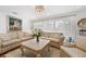 A well-lit living room showcasing comfortable sofas, beautiful decor, and large windows at 910 Oakwood Dr, Largo, FL 33770