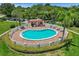 Community kidney-shaped pool with surrounding patio and lounge chairs at 1827 Pine Cone Cir, Clearwater, FL 33760