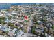 Aerial view showing home's location near the water at 7951 Gulf Blvd, St Pete Beach, FL 33706