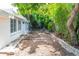 Landscaped side yard with mature trees and privacy fence at 1537 Excalibur St, Holiday, FL 34690