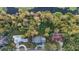 An overhead view of houses nestled amongst lush green trees at 223 S Riverhills Dr, Temple Terrace, FL 33617