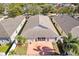 Aerial view showing home's location and backyard patio at 11449 Weston Course Loop, Riverview, FL 33579