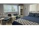 Bedroom with double desk, built-in shelving and blue bedding at 1243 S Martin Luther King Jr Ave # B205, Clearwater, FL 33756