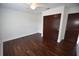 Light-filled bedroom with a ceiling fan, hardwood floors and a large closet at 2918 10Th N St, St Petersburg, FL 33704