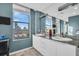 Modern bathroom with double vanity and city views at 226 5Th N Ave # 706, St Petersburg, FL 33701