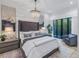 Bright bedroom with large windows, chandelier, and beautifully coordinated decor at 1230 Monterey Ne Blvd, St Petersburg, FL 33704