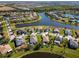 Aerial view of a residential neighborhood near a lake at 5434 Sandy Shell Dr, Apollo Beach, FL 33572