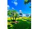 Landscaped grounds showcasing a condo building with palm trees and lush grass at 2060 Marilyn St # 239, Clearwater, FL 33765