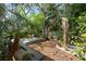 Lush backyard with tropical plants and a large deck at 2457 Hickman Cir, Clearwater, FL 33761