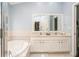 Bathroom with double vanity, soaking tub, and walk-in shower at 1433 Emerald Hill Way, Valrico, FL 33594