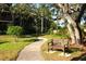 Scenic walkway with a park bench near pond at 3076 Eastland Blvd # 106, Clearwater, FL 33761
