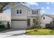 Two-story house with gray siding, a gray door, and a two-car garage at 3612 W Renellie Cir, Tampa, FL 33629