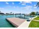 Waterfront property featuring a private dock with boat lift, canal access, and beautiful water views at 11683 Grove St, Seminole, FL 33772