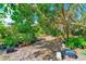 Lush backyard with various plants and a pathway at 7923 18Th E Ave, Palmetto, FL 34221