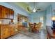 Charming dining room features wood flooring and a rustic hutch at 390 Cypress Creek Cir, Oldsmar, FL 34677