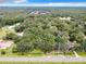 Aerial view showing a large lot surrounded by trees, with a road and distant homes visible at 16206 Boyette Rd, Riverview, FL 33579