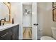 Modern bathroom with dark vanity and a spacious layout at 5908 S Manhattan Ave, Tampa, FL 33616