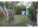 Fenced backyard with storage shed and grassy area at 3402 W Obispo St, Tampa, FL 33629