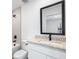 Clean bathroom with granite countertop and modern vanity at 29546 Fedora Cir, Brooksville, FL 34602