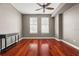Spacious bedroom with hardwood floors, fan and two windows for ample natural light at 345 Bayshore Blvd # 308, Tampa, FL 33606