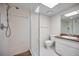 Bathroom with shower, toilet, and vanity at 19029 Us Highway 19 N # 9-706, Clearwater, FL 33764