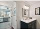 Bathroom with vanity and view into bedroom at 345 Bayshore Blvd # 808, Tampa, FL 33606