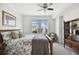 Bedroom with large window, city view and ceiling fan at 345 Bayshore Blvd # 808, Tampa, FL 33606