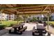 Community picnic area with grills and thatched roof at 632 Edgewater Dr # 532, Dunedin, FL 34698
