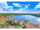 Community features a lake with fountain and many townhouses at 9328 Lake Chase Island Way # 9328, Tampa, FL 33626