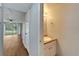 Small half bathroom with granite countertop at 107 Caldwell Dr # 291, Brandon, FL 33510