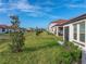 View of home's backyard with grassy area and landscaping at 17319 Holly Well Ave, Wimauma, FL 33598