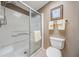 Bathroom with shower/tub combo, toilet, and linen storage at 37652 New Horizons Blvd, Zephyrhills, FL 33541