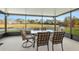 Screened patio with table and chairs overlooking a pond at 10306 Chatuge Dr, San Antonio, FL 33576