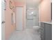 Modern bathroom boasting a walk-in shower and gray vanity at 1623 Faxton Dr, Sun City Center, FL 33573