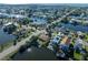 Wide aerial view of waterfront property with a canal and many houses visible at 3306 Holly Springs Dr, Hernando Beach, FL 34607