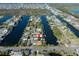 Aerial view of waterfront property with canal access at 3306 Holly Springs Dr, Hernando Beach, FL 34607