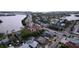 Aerial view showing property's proximity to the water and bridge at 3505 Casablanca Ave, St Pete Beach, FL 33706