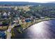 Wide aerial view of the surrounding neighborhood and waterfront at 603 Virginia Ave, Tarpon Springs, FL 34689
