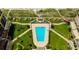 Overhead view showcasing the community pool and beach access, all centrally located for resident convenience at 1430 Gulf Blvd # 204, Clearwater Beach, FL 33767