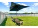 Backyard oasis with lake view, umbrella, chairs at 15410 Miller Creek Dr, Ruskin, FL 33573