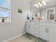 Modern bathroom with double vanity and elegant fixtures at 19270 Briarbrook Dr, Tampa, FL 33647