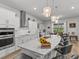 Kitchen with curved island, quartz countertops, and stainless steel appliances at 19270 Briarbrook Dr, Tampa, FL 33647