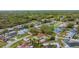 Aerial view of a residential neighborhood showing homes with pools and lush landscaping at 4075 Velarde Ln, Sarasota, FL 34235