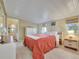 Bright bedroom with a coral comforter, two nightstands, and ample closet space at 118 Saint Pierres Way, Apollo Beach, FL 33572